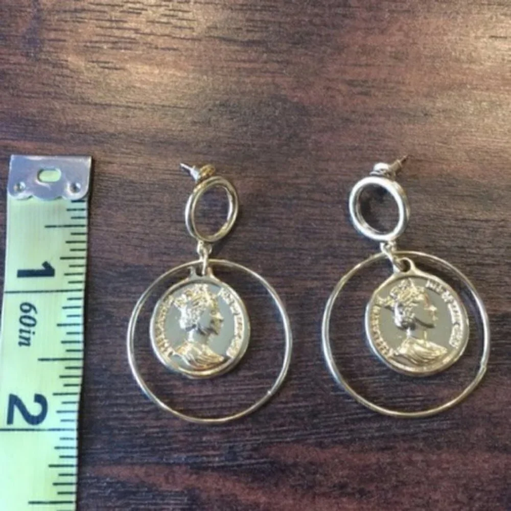 Vintage style Coins Pendant Drop Earrings jewelry